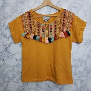 chloe river woman's orange top short sleeve AC34